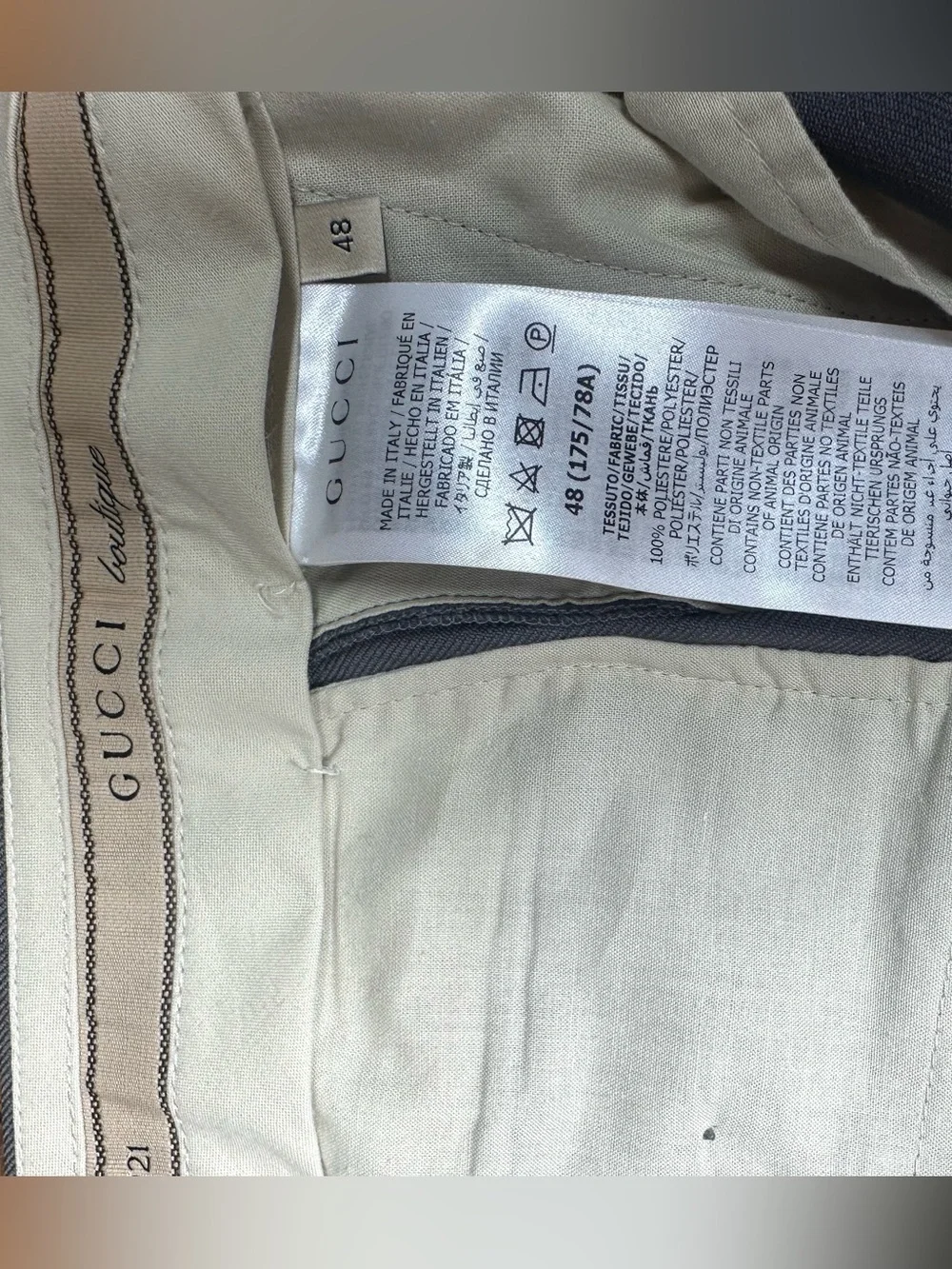Gucci Gray Solid Mid-Rise Straight-Leg Trouser